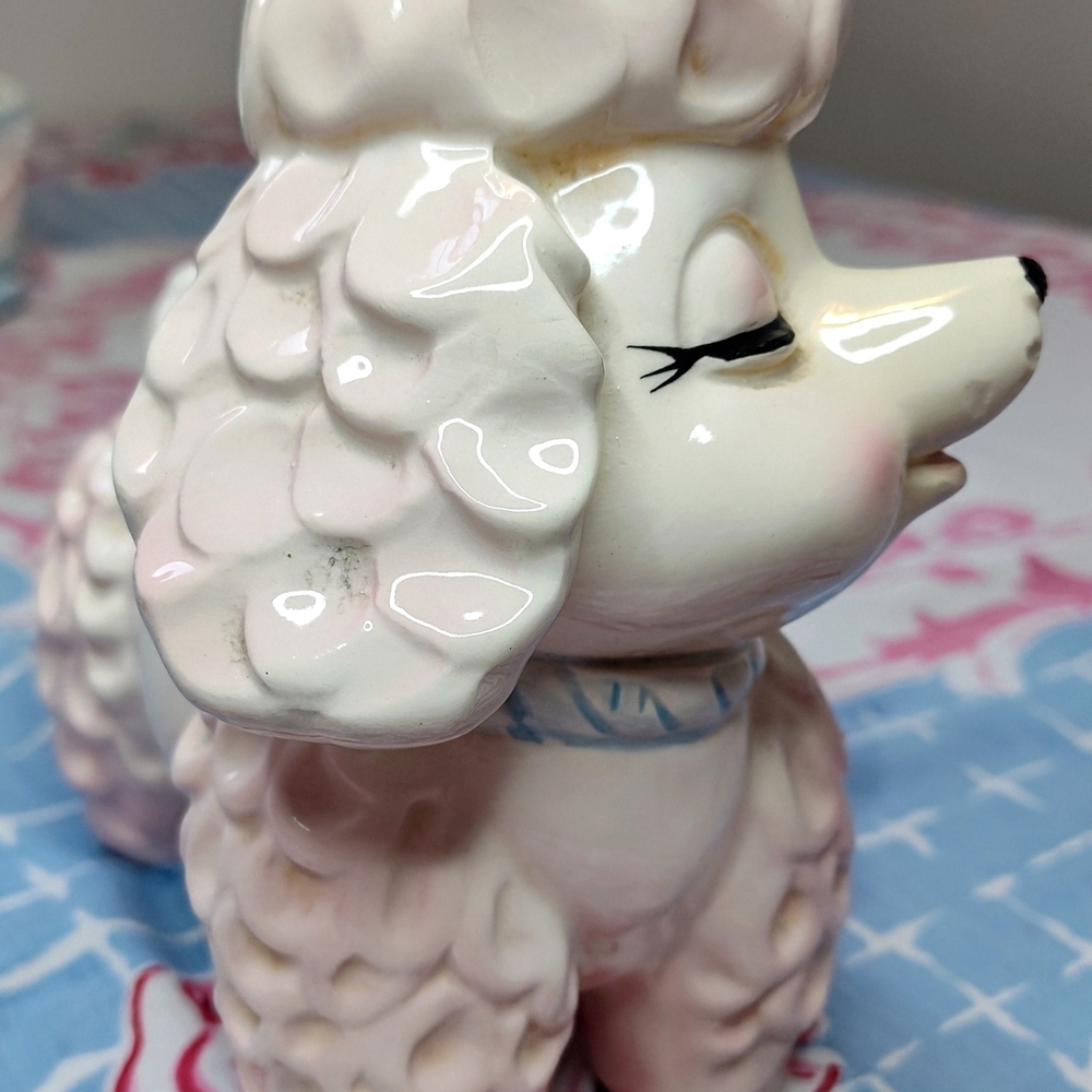 Antique Glazed Ceramic Poodle Planter With Beautiful details, Colors and Charm! - Picture 3 of 7